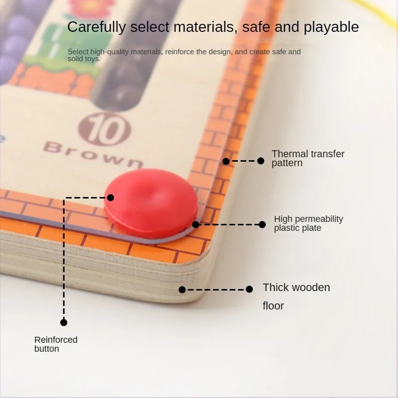 Magnetic Color and Number Maze, Montessori Fine Motor Skills Toys for Girls Boys, Wooden Magnet Maze Board Game