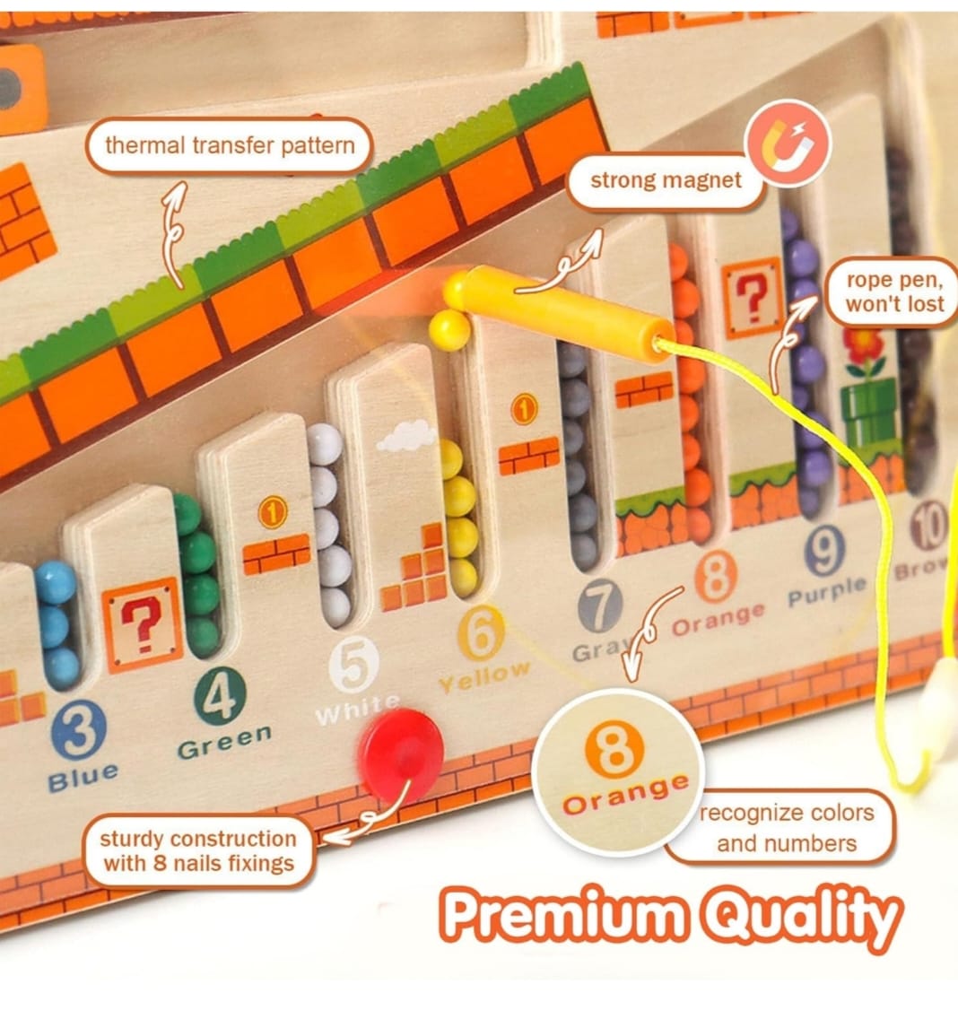 Wooden Marble Maze Board – Color Sorting & Logic Puzzle