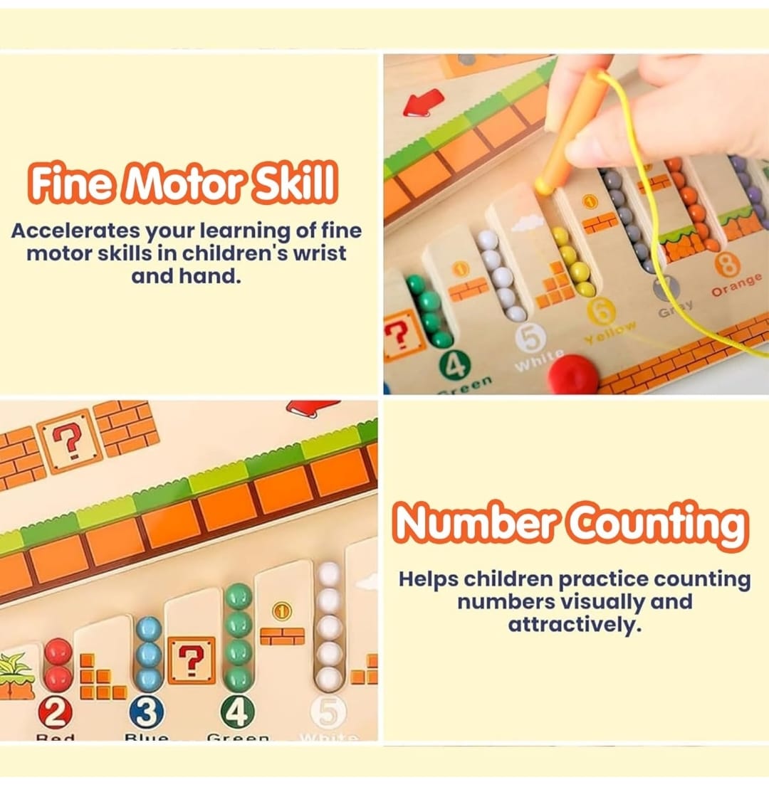 Wooden Marble Maze Board – Color Sorting & Logic Puzzle