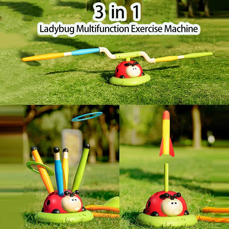 Ladybug Sport Entertainment Game Toy Multifunction Rope Skipping Machine Ferrule Jump Rocket Launcher Outdoor Game