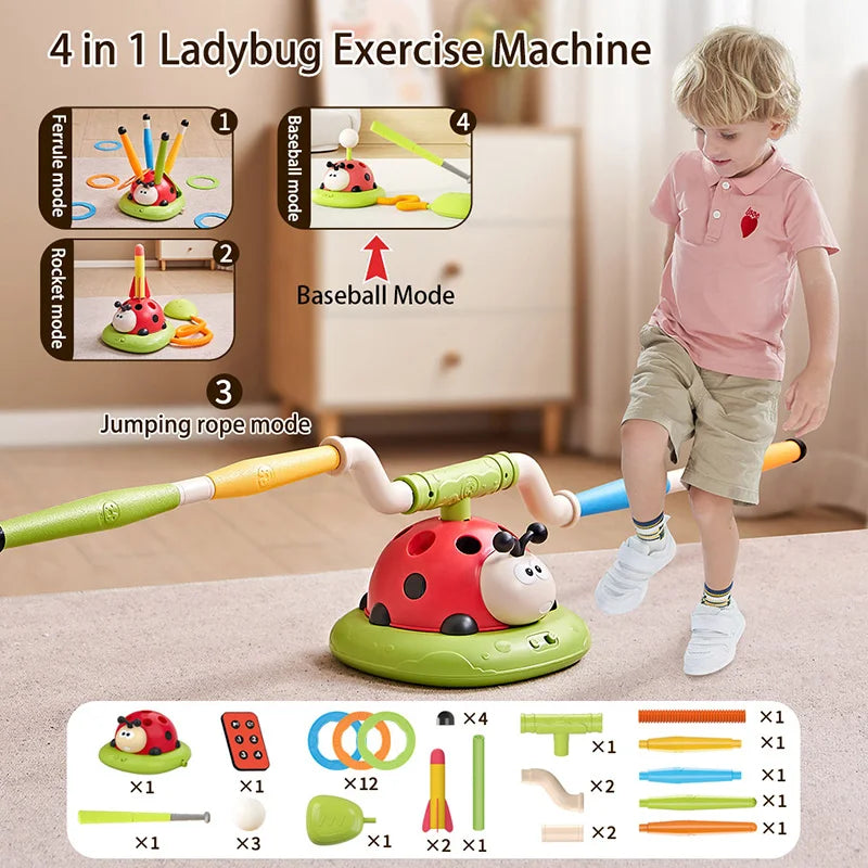 Ladybug Sport Entertainment Game Toy Multifunction Rope Skipping Machine Ferrule Jump Rocket Launcher Outdoor Game
