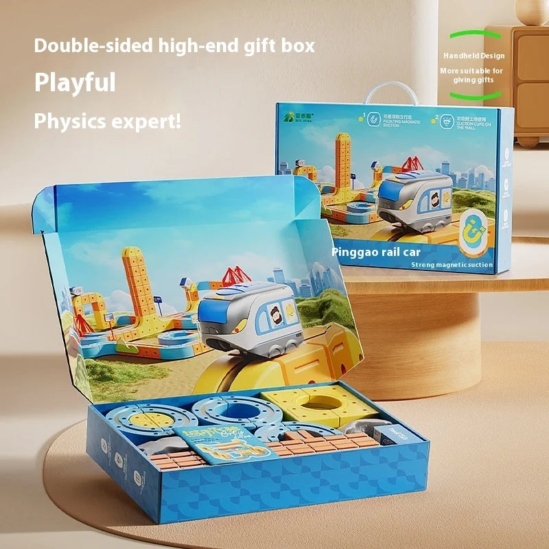 Electric Magnetic Track Train for Kids - STEM Montessori Toy DIY Magnetic Construction Tracks, Brain Development Learning Set