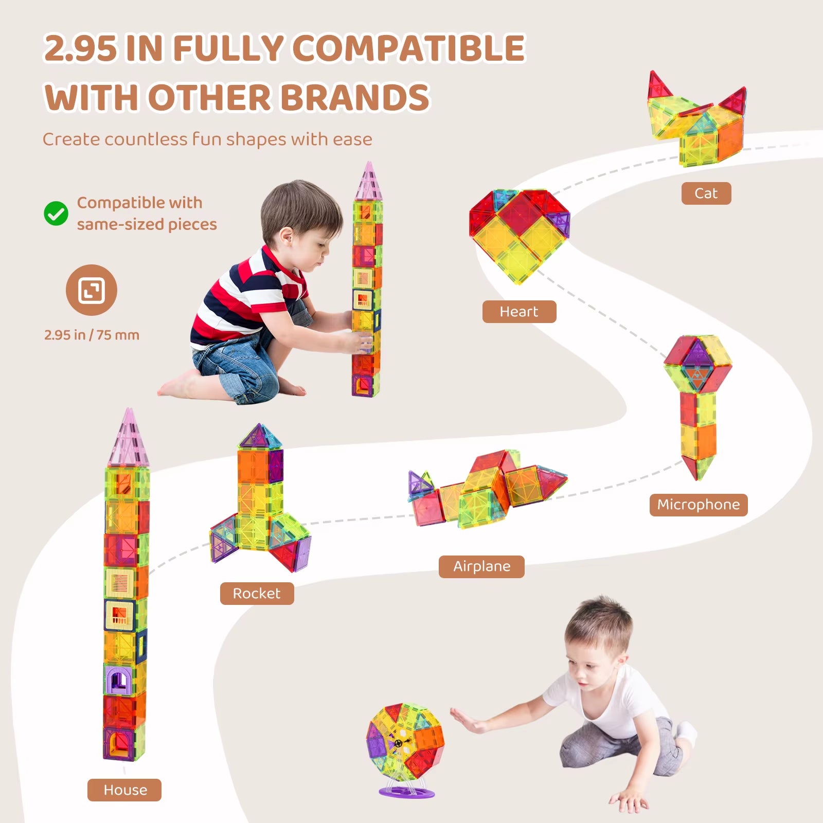 Creative Magnetic Tiles Set – 121PCS STEM Fun for Boys & Girls