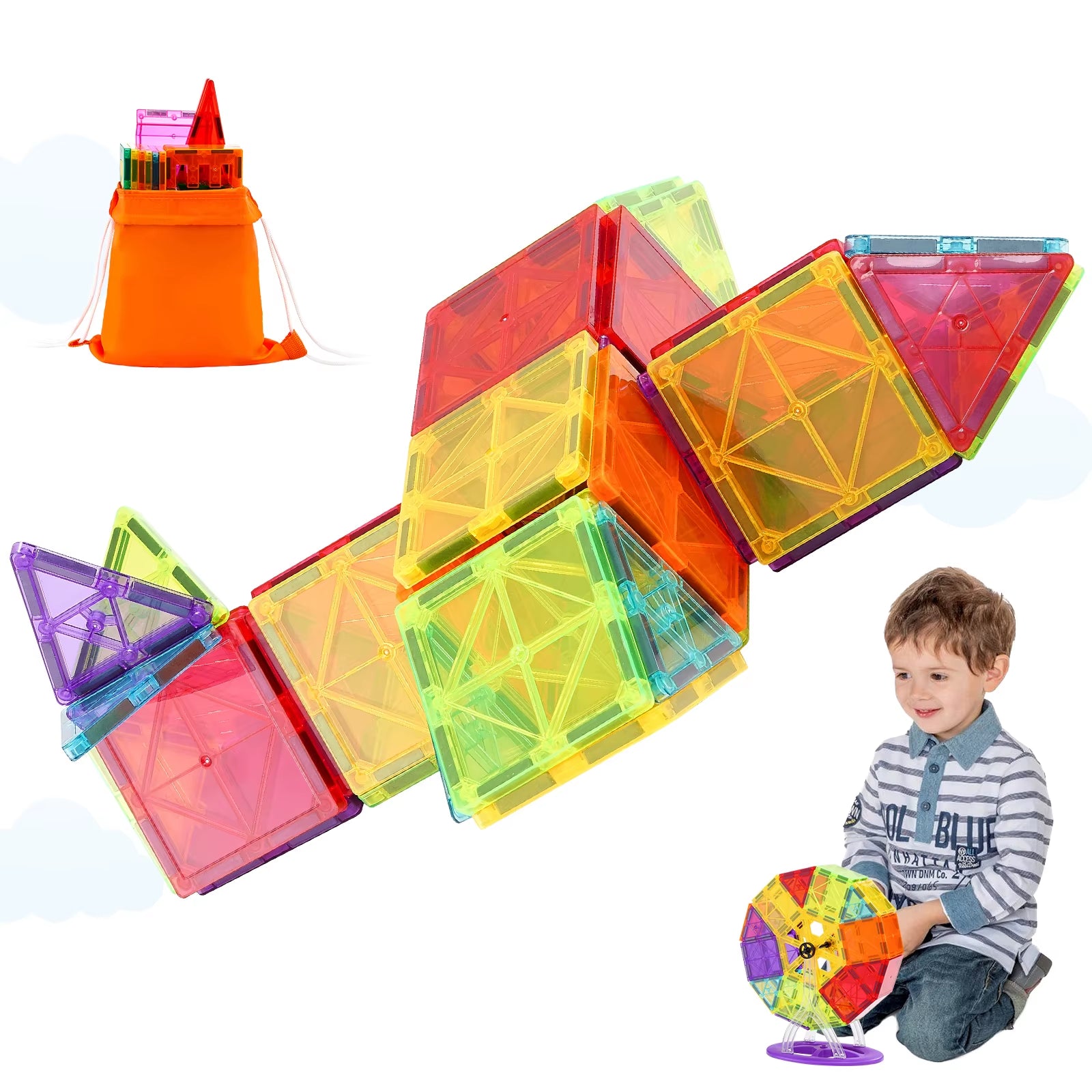 Creative Magnetic Tiles Set – 121PCS STEM Fun for Boys & Girls