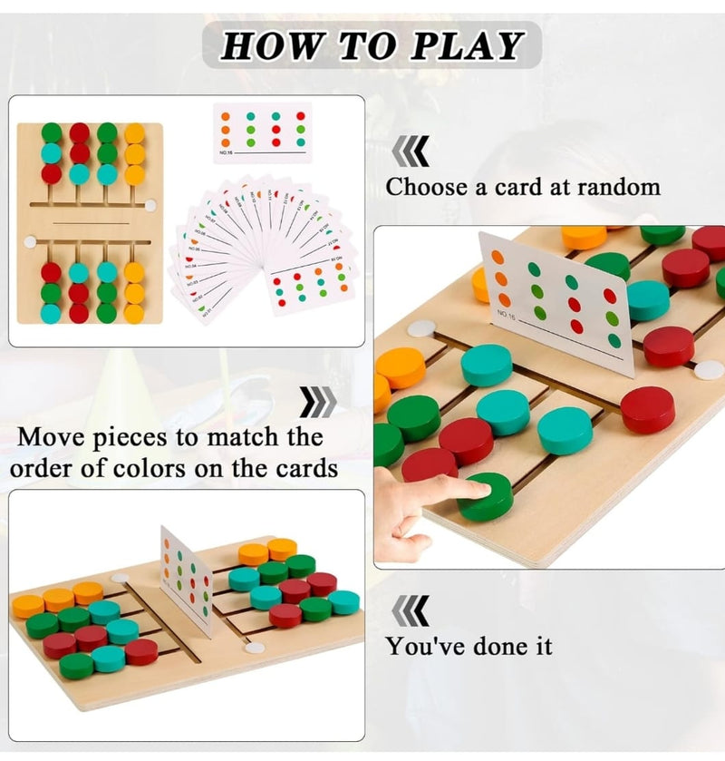 Wooden Color Sorting Two Players Game – Montessori Matching Puzzle with Cards