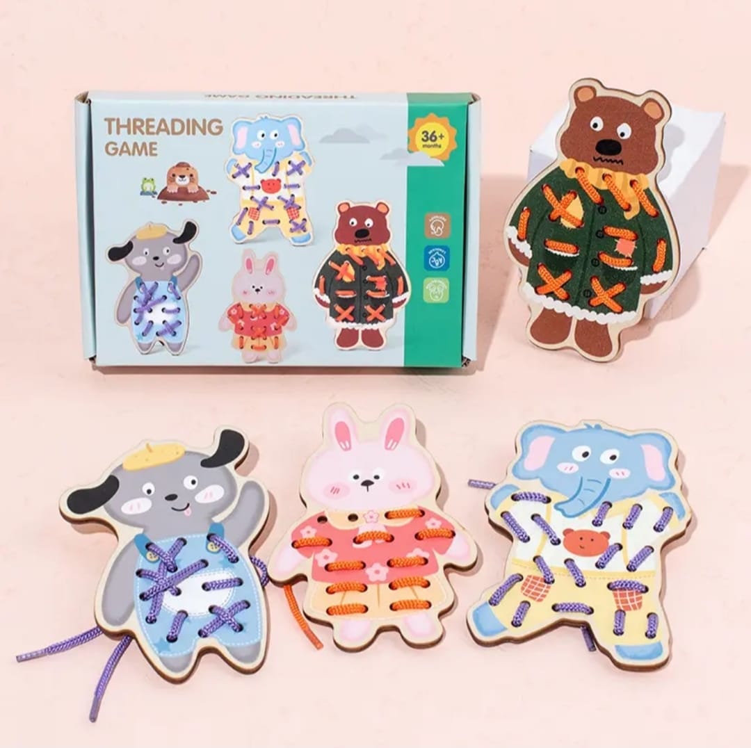 Wooden Animal Threading Game
