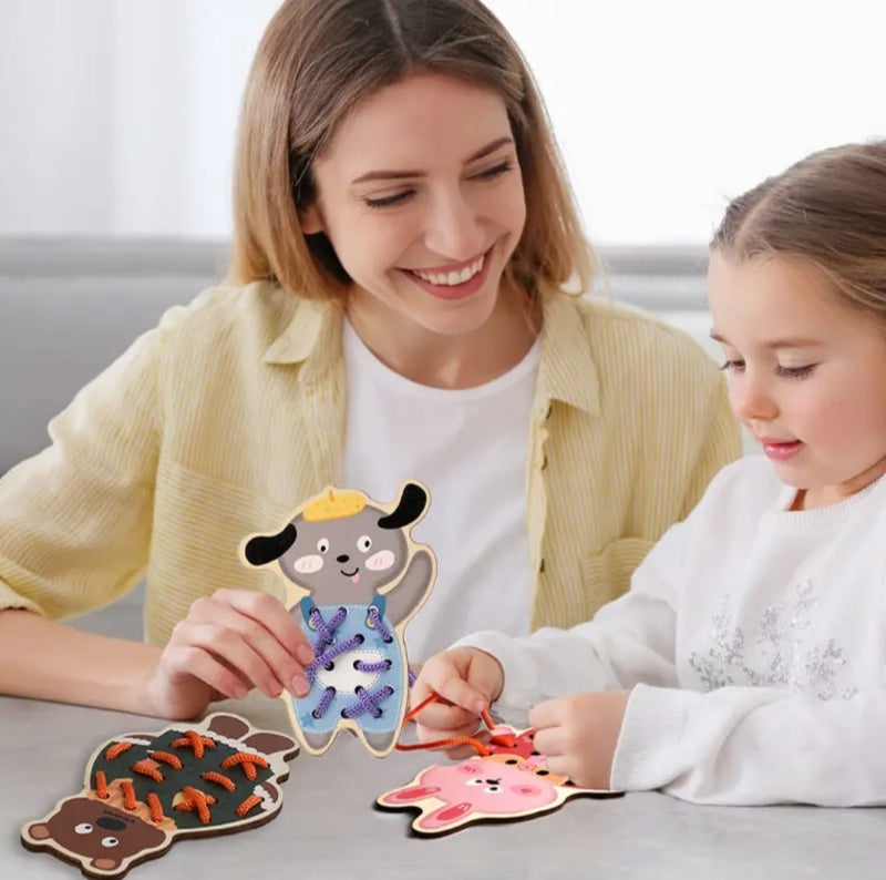 Wooden Animal Threading Game