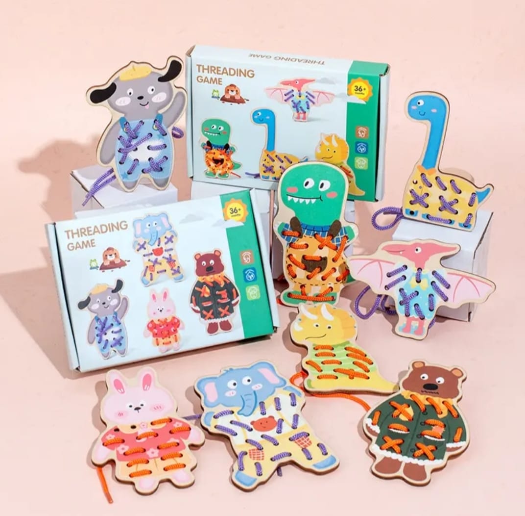 Wooden Animal Threading Game