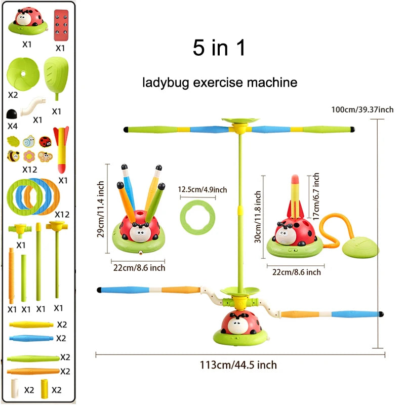 Ladybug Sport Entertainment Game Toy Multifunction Rope Skipping Machine Ferrule Jump Rocket Launcher Outdoor Game