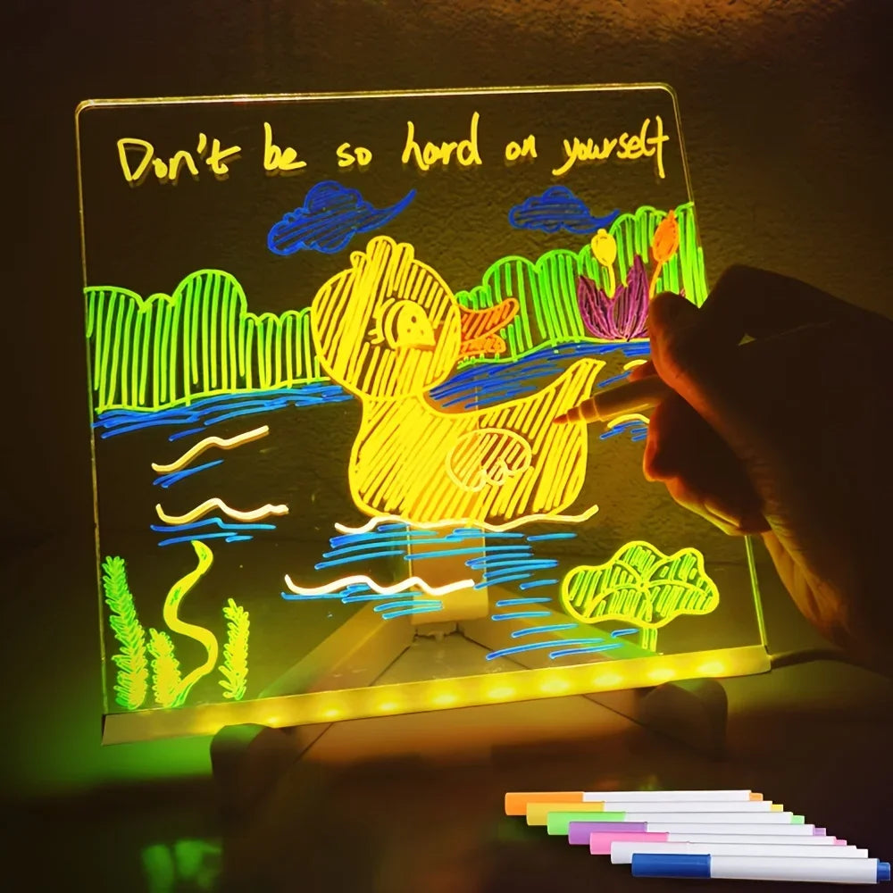 LED Message Board Night Light with 7 Pens