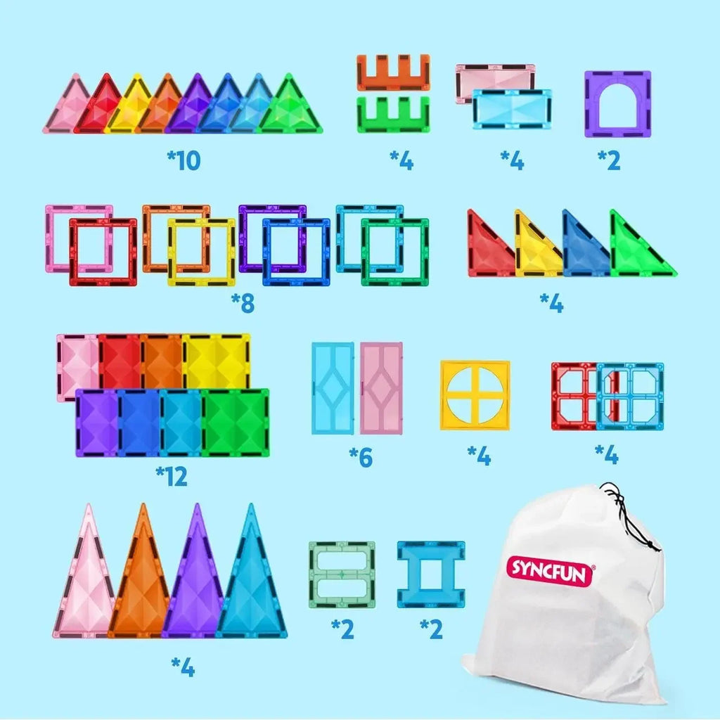 Magnetic Building Tiles - 66 Pieces STEM Learning Set