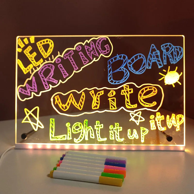LED Message Board Night Light with 7 Pens