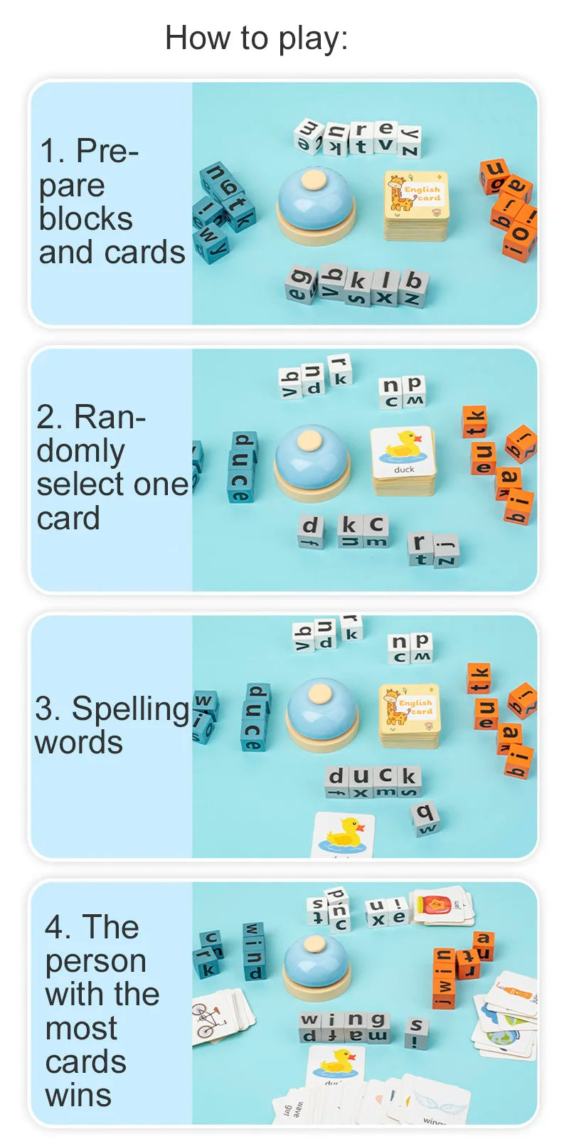 Wooden Spelling Game - Letter Matching Word Building Toy