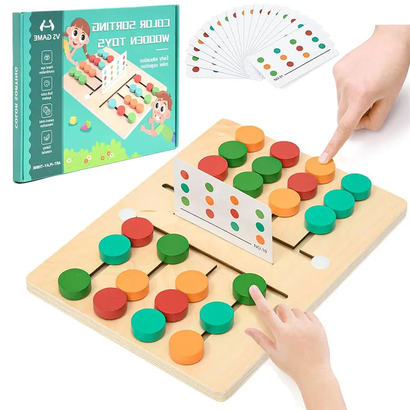 Wooden Slide Puzzle - Montessori Color Matching Game