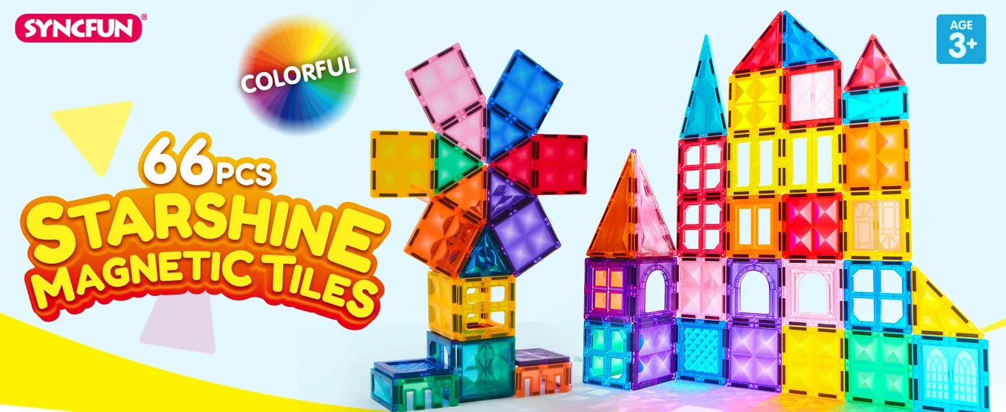 Magnetic Building Tiles - 66 Pieces STEM Learning Set