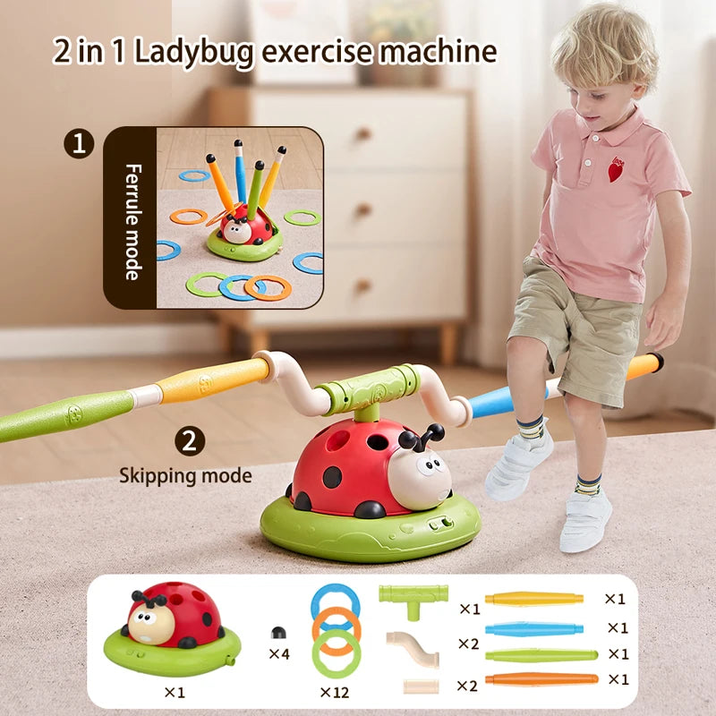 Ladybug Sport Entertainment Game Toy Multifunction Rope Skipping Machine Ferrule Jump Rocket Launcher Outdoor Game