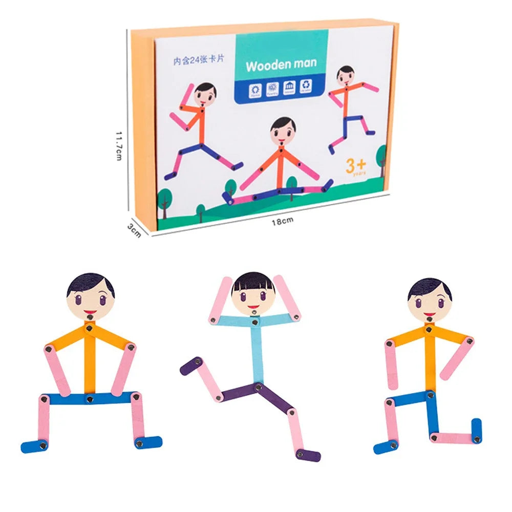 Stick Figure Sports Puzzle - Wooden Fine Motor & Coordination Toy