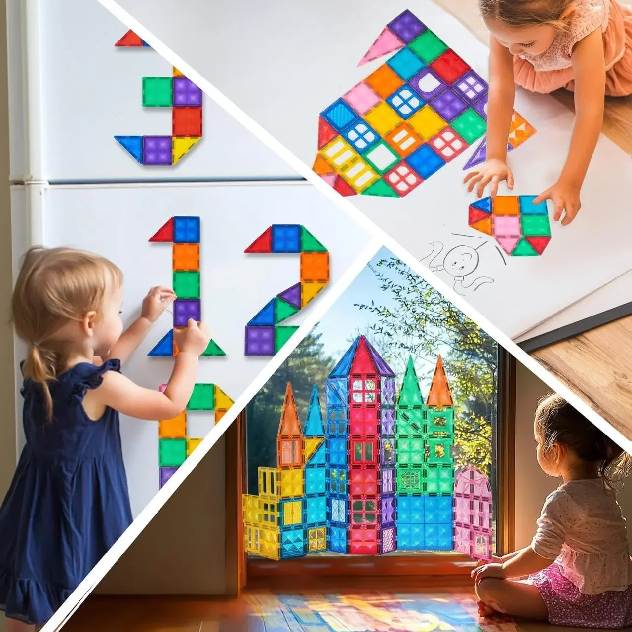 Magnetic Building Tiles - 66 Pieces STEM Learning Set
