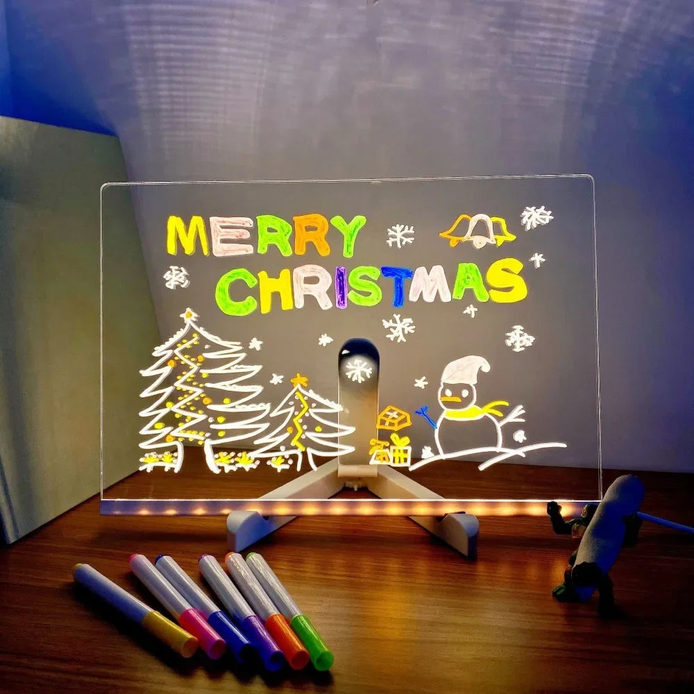 LED Message Board Night Light with 7 Pens