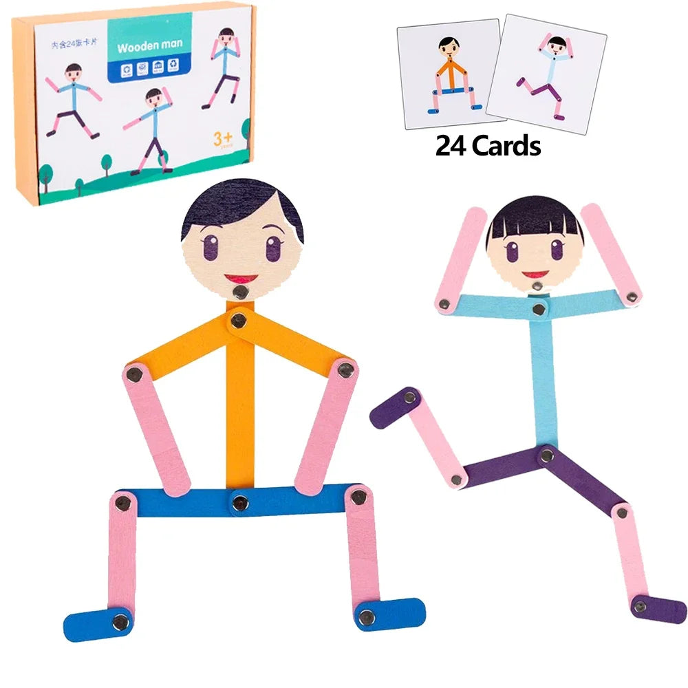 Stick Figure Sports Puzzle - Wooden Fine Motor & Coordination Toy