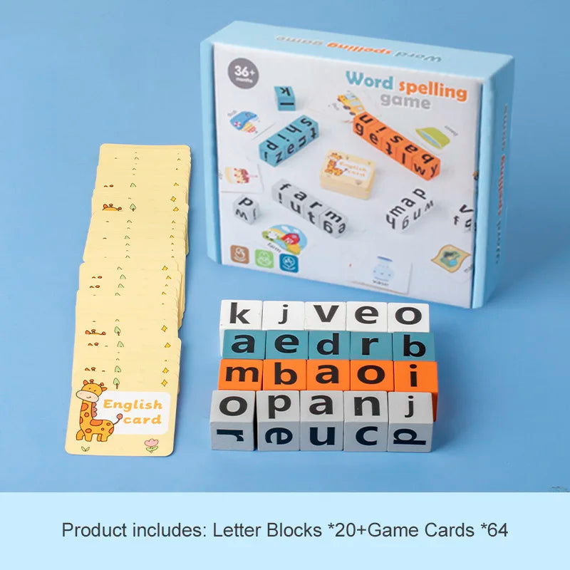 Wooden Spelling Game - Letter Matching Word Building Toy