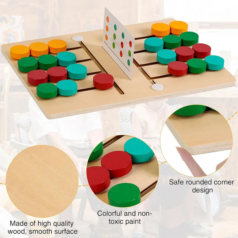 Wooden Slide Puzzle - Montessori Color Matching Game