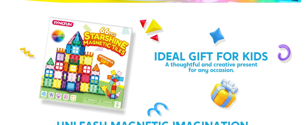 Magnetic Building Tiles - 66 Pieces STEM Learning Set