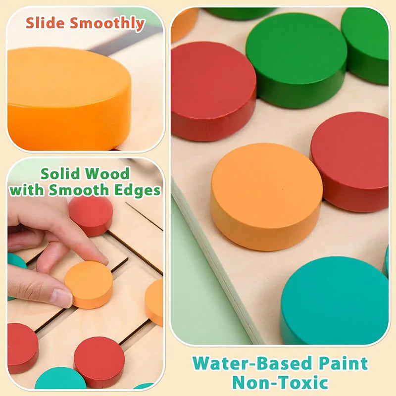 Wooden Slide Puzzle - Montessori Color Matching Game