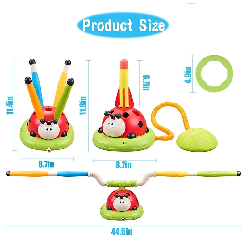 Ladybug Sport Entertainment Game Toy Multifunction Rope Skipping Machine Ferrule Jump Rocket Launcher Outdoor Game