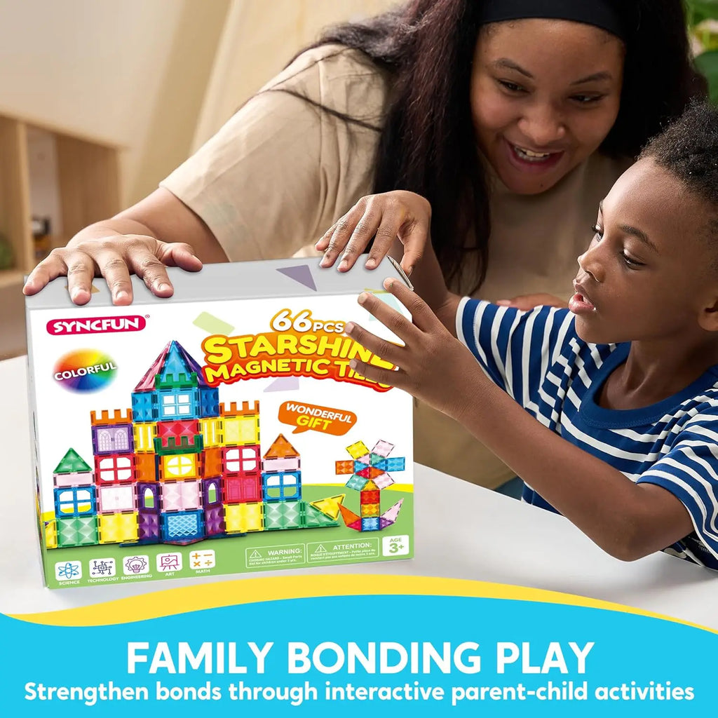 Magnetic Building Tiles - 66 Pieces STEM Learning Set