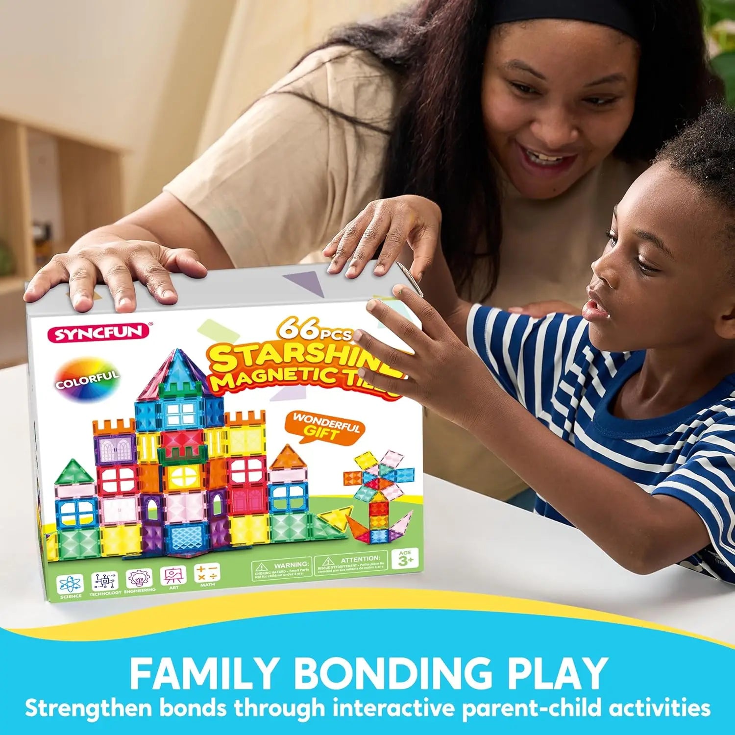 Magnetic Building Tiles - 66 Pieces STEM Learning Set