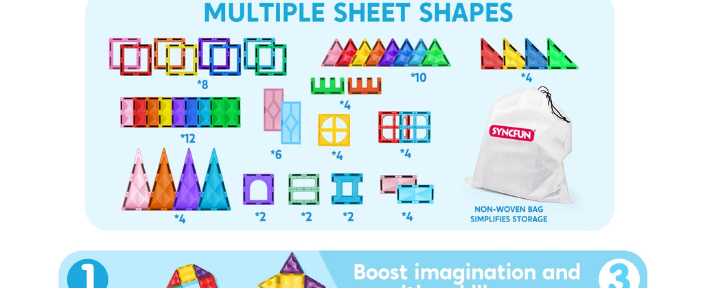 Magnetic Building Tiles - 66 Pieces STEM Learning Set