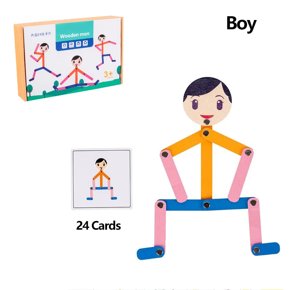 Stick Figure Sports Puzzle - Wooden Fine Motor & Coordination Toy