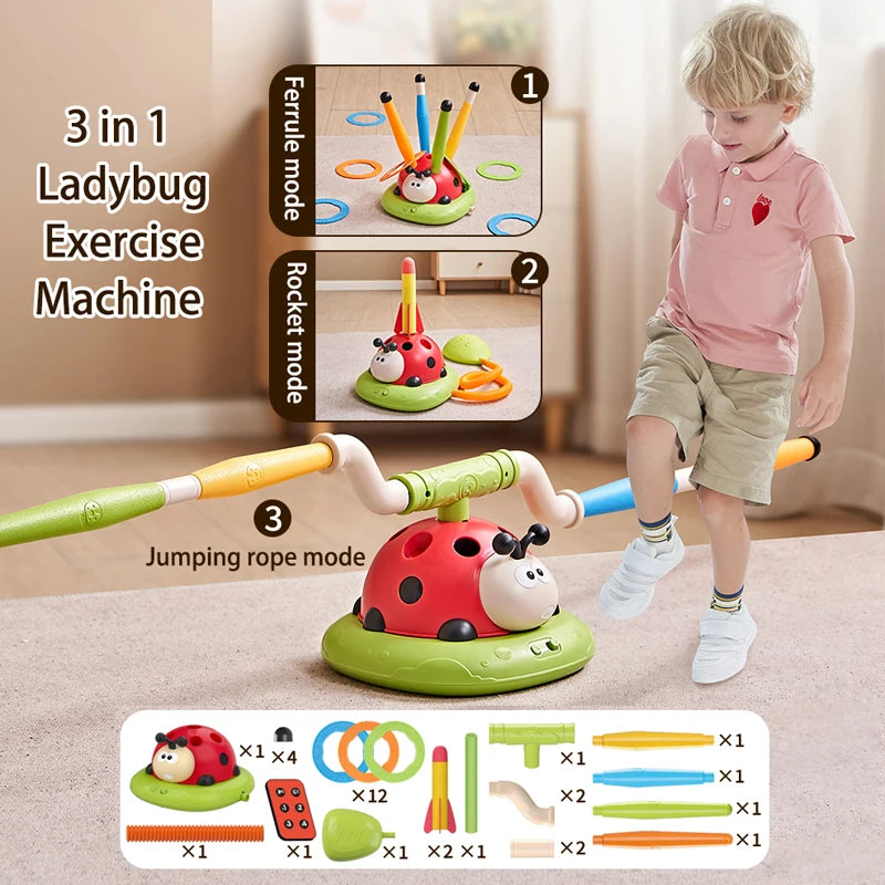 Ladybug Sport Entertainment Game Toy Multifunction Rope Skipping Machine Ferrule Jump Rocket Launcher Outdoor Game