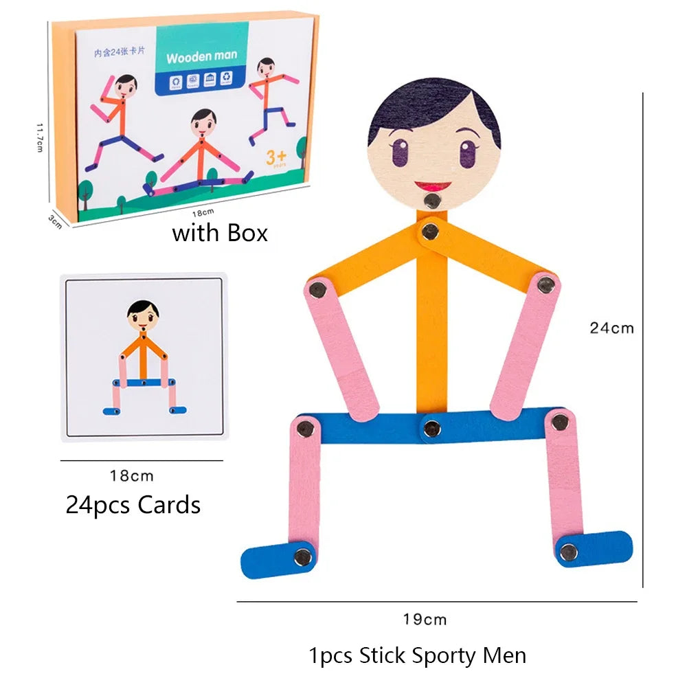 Stick Figure Sports Puzzle - Wooden Fine Motor & Coordination Toy