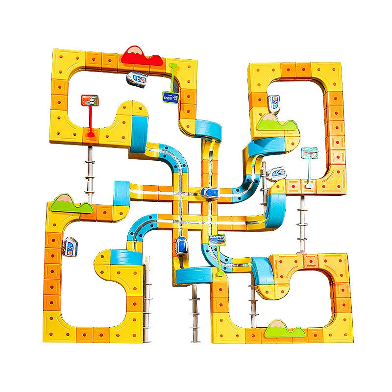 Electric Magnetic Track Train for Kids - STEM Montessori Toy DIY Magnetic Construction Tracks, Brain Development Learning Set