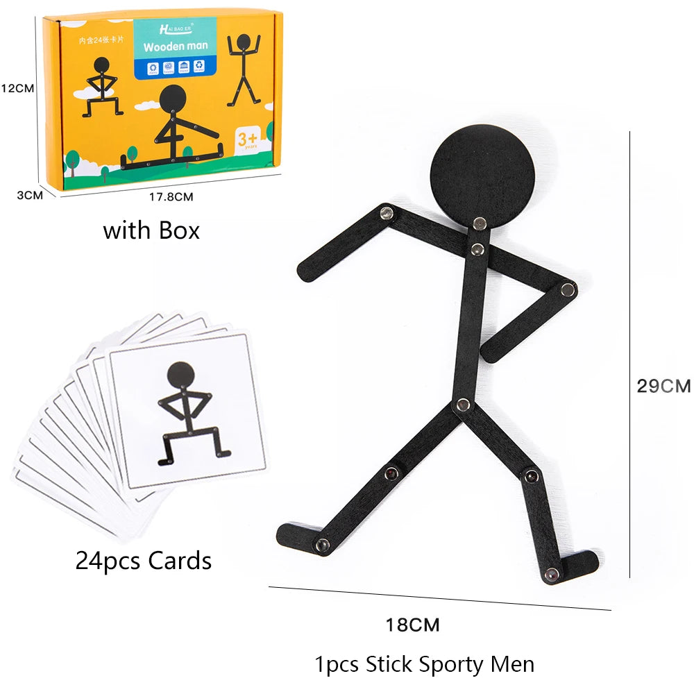 Stick Figure Sports Puzzle - Wooden Fine Motor & Coordination Toy