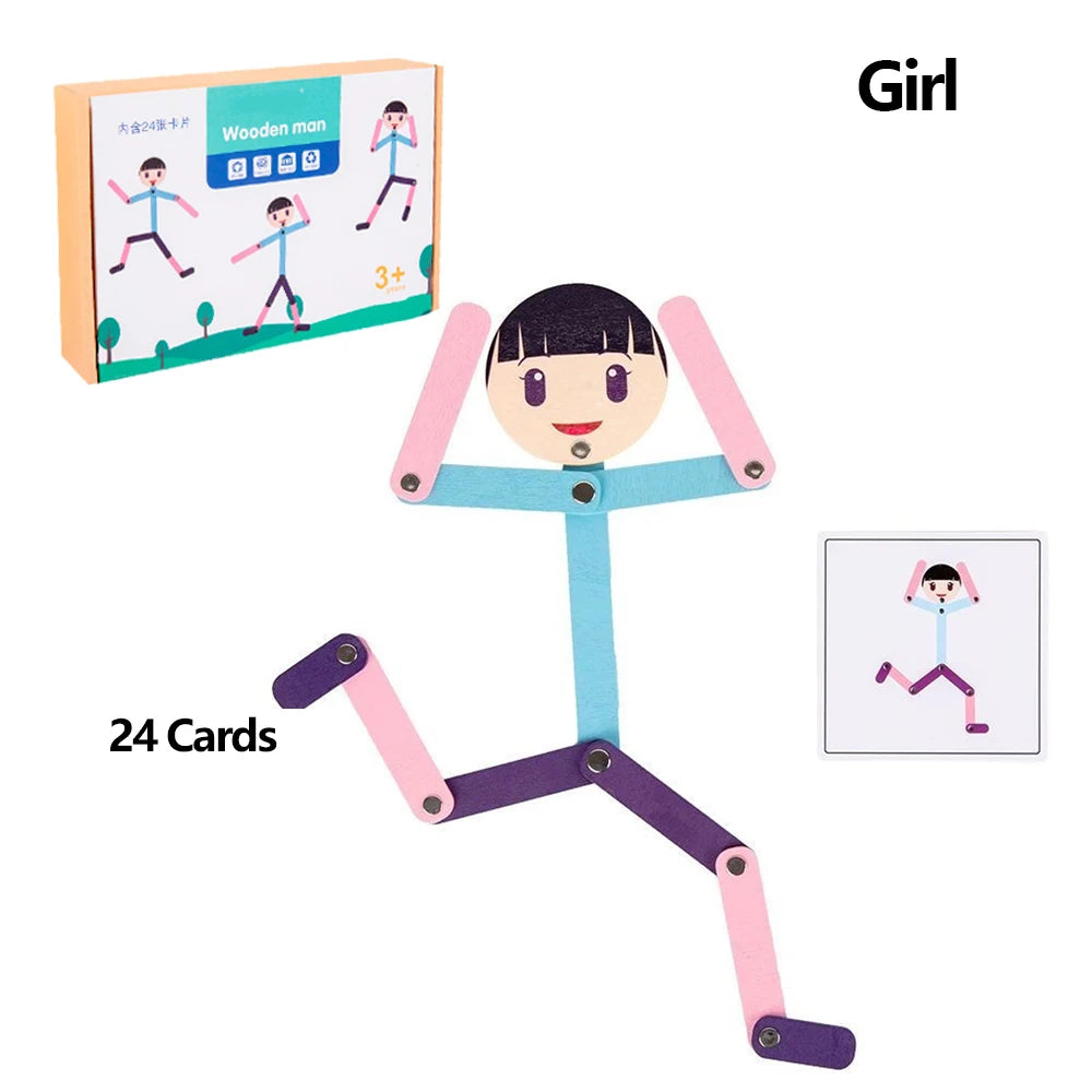 Stick Figure Sports Puzzle - Wooden Fine Motor & Coordination Toy