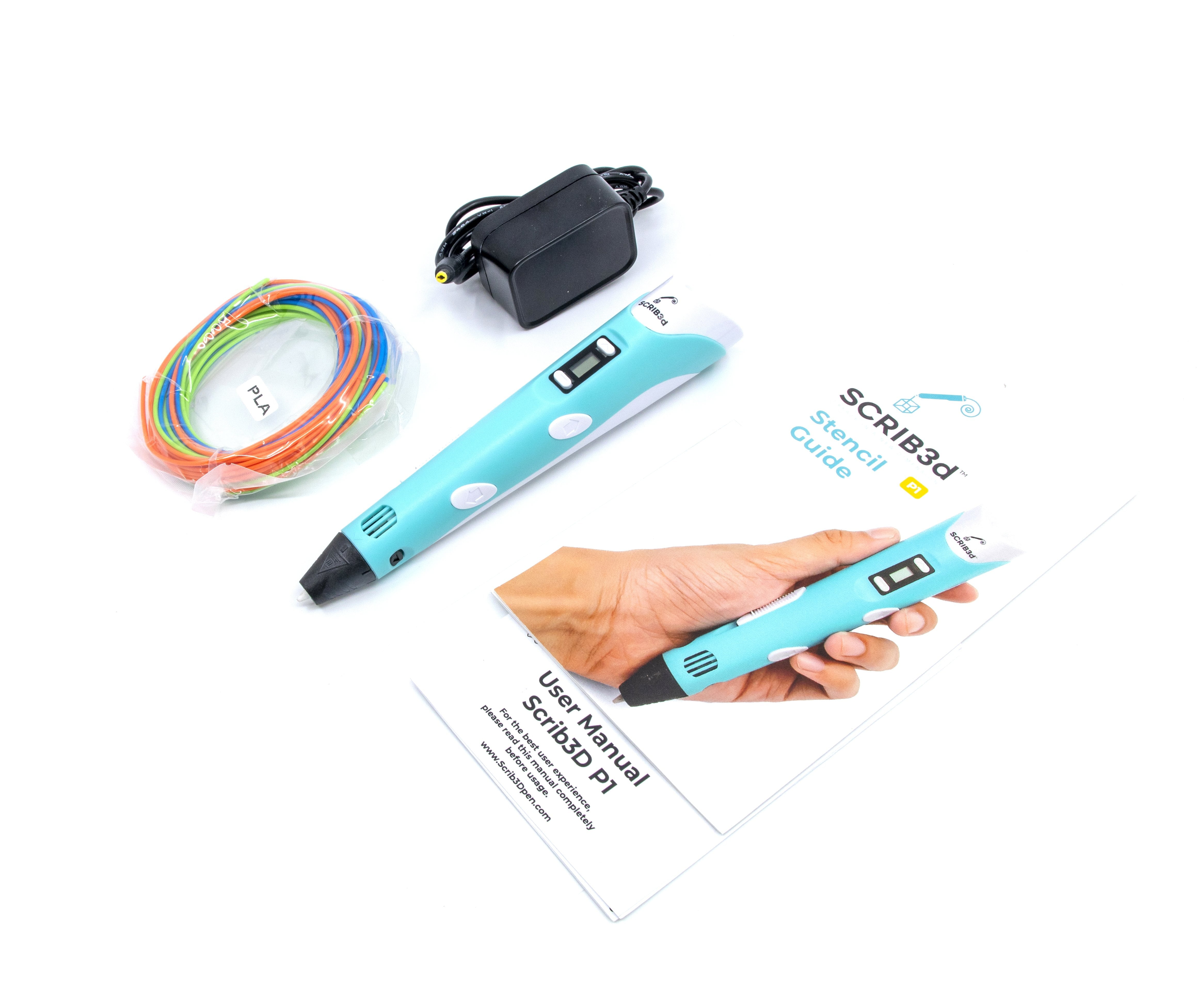 3D Printing Pen with Display - Includes 3D Pen, 3 Starter Colors of PLA Filament, Stencil Book + Project Guide, and Charger